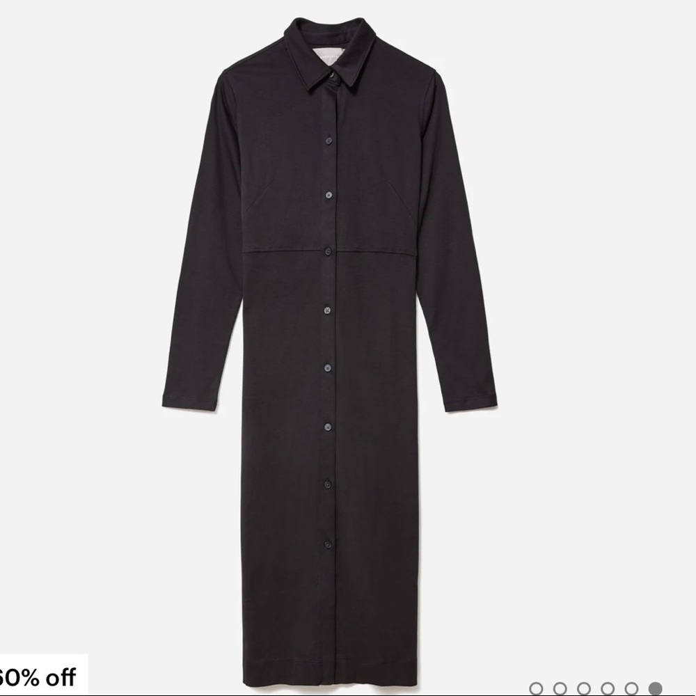 NWT Everlane Luxe Cotton Shirt Dress Black XS